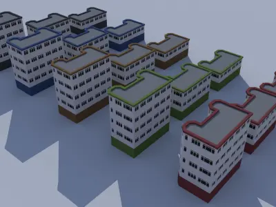 Cartoon Building Low Poly Building Commercial Hotel Low-poly 3D model