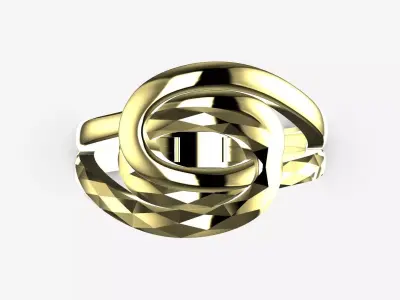 Faceted Intertwining Infinite Loop Ring - 14K Gold 3D print model