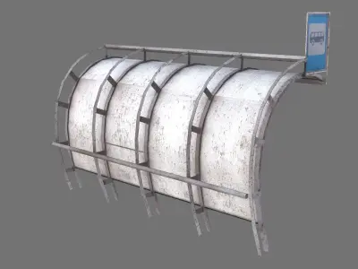 Bus stop Low-poly 3D model 30