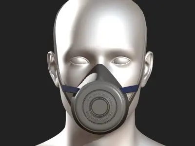 Gas mask respirator military combat protection futuristic  Low-poly 3D model