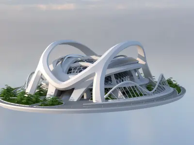 Sci-Fi Futuristic Buildings - High-Quality 3D Model Pack  purchase 3D model