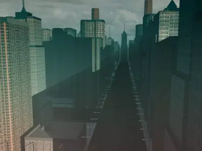 Cityscape city with skyscrapers Low-poly 3D model