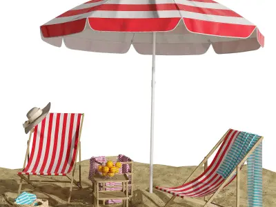 Beach lounge outdoor set 11 3D model