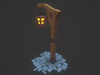 Street Lamp Low-poly 3D model