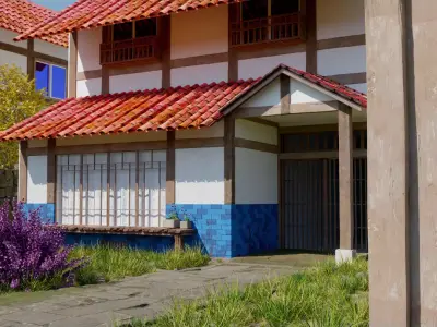 Realistic Japanese House Exterior Environment 3D model
