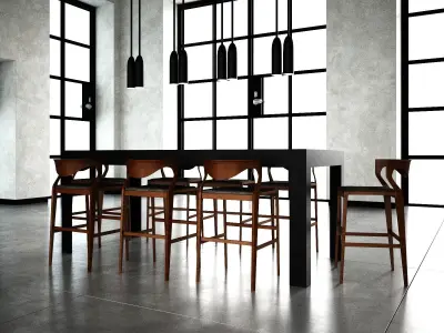 chair and table  Low-poly 3D model