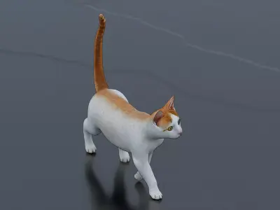 Walking cat Low-poly 3D model