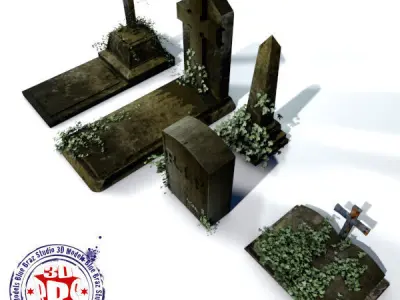 gravestone set of gravestones 3D model