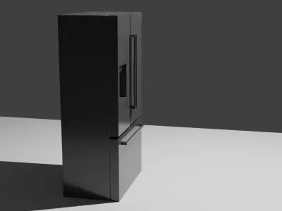 Stainless steel Double door fridge 3D model