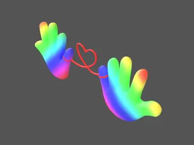 Hand with Red Line Icon v1 007 Low-poly 3D model