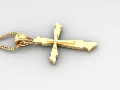 Light Gold 18K Cross Pendant 2CP020 3D print model