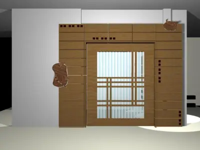 Drawing Room Wooden Door Low-poly 3D model