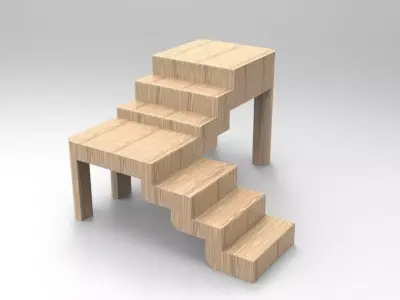 Ladder wooden table with stairs Free 3D model