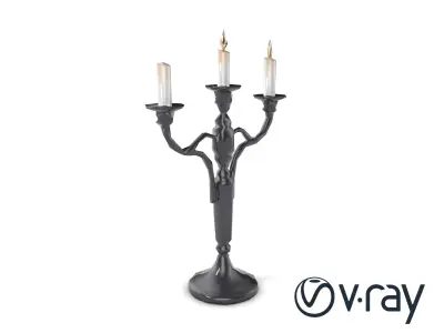 Symmetrical Black Candelabra 3D model pack Low-poly 3D model
