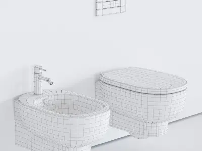 GALASSIA M2 55 Wall-Hung WC art 5245 art 5246 Low-poly 3D model