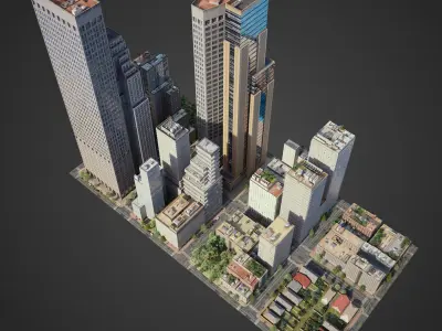 Realistic City District H13-R27 3D model