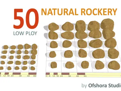 Natural Rockery-Gold Low-poly 3D model