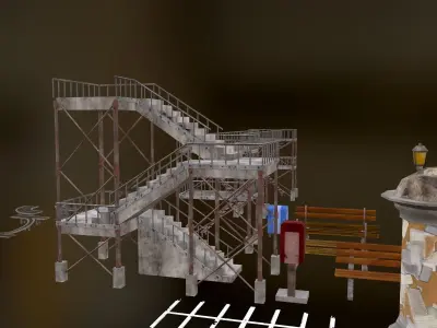 Street Vintage Environment Items Low-poly 3D model