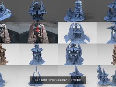 Sci fi Solar Flower collection 3D Model Pack