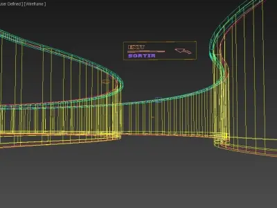 Hall 3D Model interior of tunnel with lighting 3D model