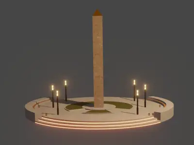 Monument obelisk with candles 3D model