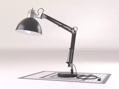 Multi-Joint Desk Lamp with Light Bulb 3D model