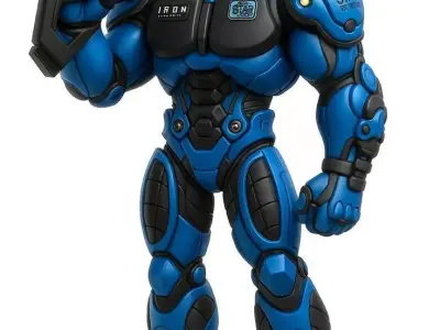 Futuristic Blue Armored Soldier 3D Model 3D model