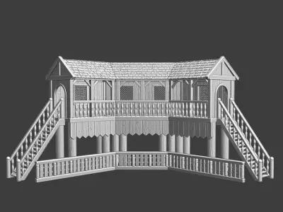 Medieval Tournament Tribune Model 3D print model
