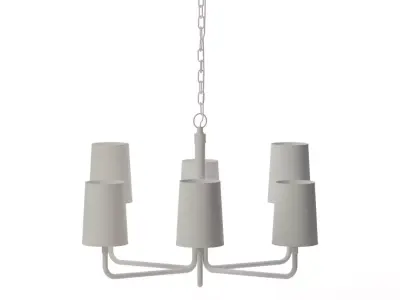 Five Arm Jute Chandelier by Anthropologie in White Low-poly 3D model