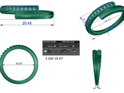  Women Ring  Render 3dm STL OBJ FBX Details 3D print model