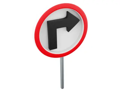 3d Turn Right Traffic Road Sign 3D model