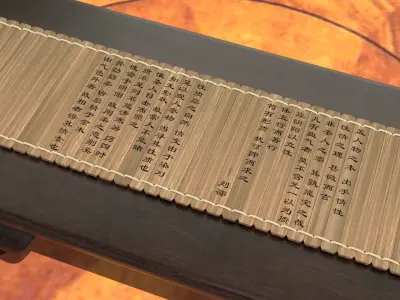 Chinese  gold ingot with bamboo slip 3D model