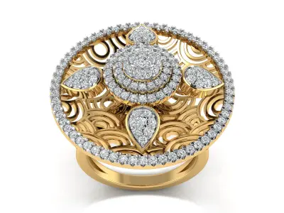 Light Weight Rose Gold Diamond Ring  -EZ R-219 3D print model