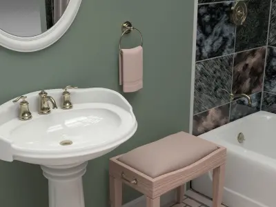 Bathroom with toilet and sink 3D model