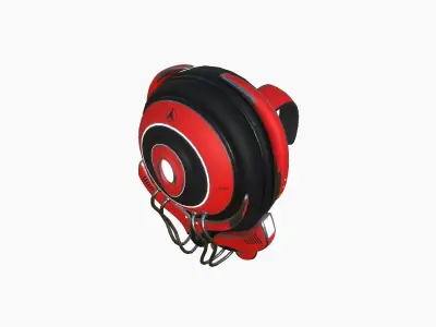 SciFi Backpack D06 Red Black - Fashion Character Design Low-poly 3D model