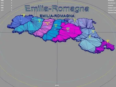 Emilia Romagna  Italy map region geography political geographic 3D model