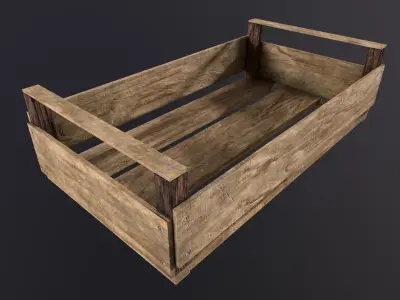 Wooden Crate Game Ready ideal for street market Free low-poly 3D model