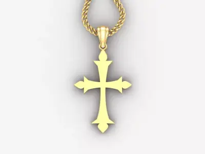 Light Gold 18K Cross Pendant 1CP026 3D print model
