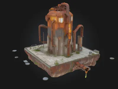 Rusty Industrial Tank  Weathered Giant of Forgotten Industry 3D model