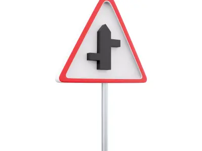 3d  Staggered junction sign cartoon icon 3D model