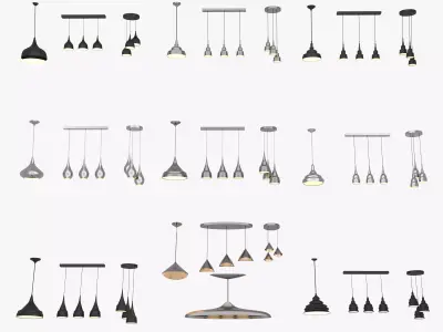 28 Modern Chandeliers Categorized 3D model