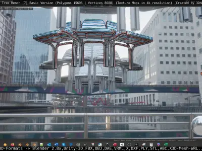  Round Tree Bench - 7 - Basic Version Low-poly 3D model