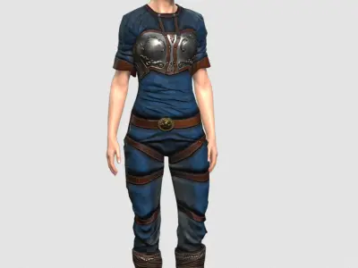 Steampunk rigged character woman Low-poly 3D model