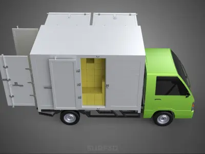 DROP SIDE PANEL DELIVERY BOX TRUCK PICKUP CARGO FREIGHT CUBE VAN 3D model