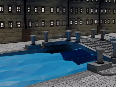 canal near residential area  front Free 3D model