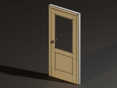 Door with short window Low-poly 3D model