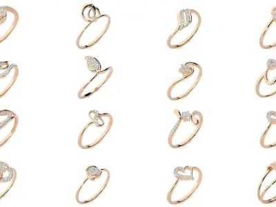 150 minimalistic light wt rings  3D Model Pack