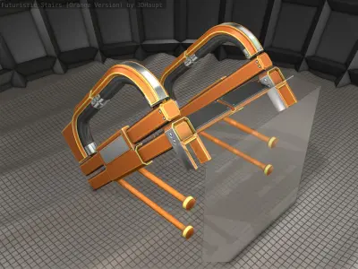 Sci-Fi Stairs - 1 - Orange Version  Low-poly 3D model