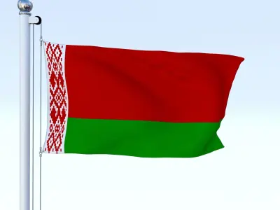 Animated Belarus Flag Low-poly 3D model