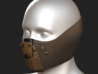 Gas mask respirator scifi futuristic 3d  Low-poly 3D model 19